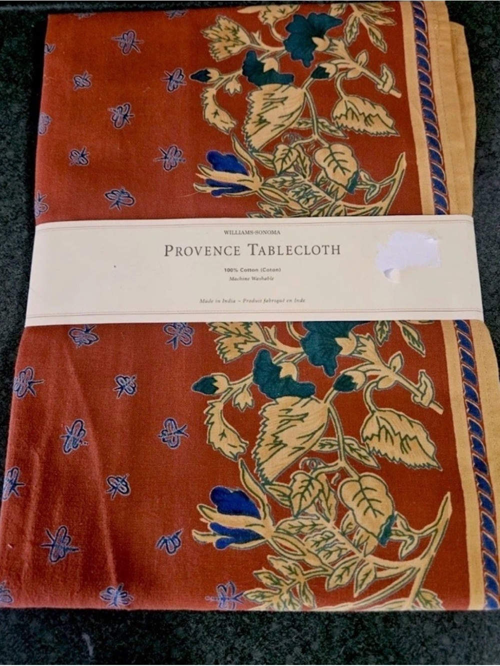 Williams-Sonoma Provence Tablecloth Floral Cotton 70" Square NWT